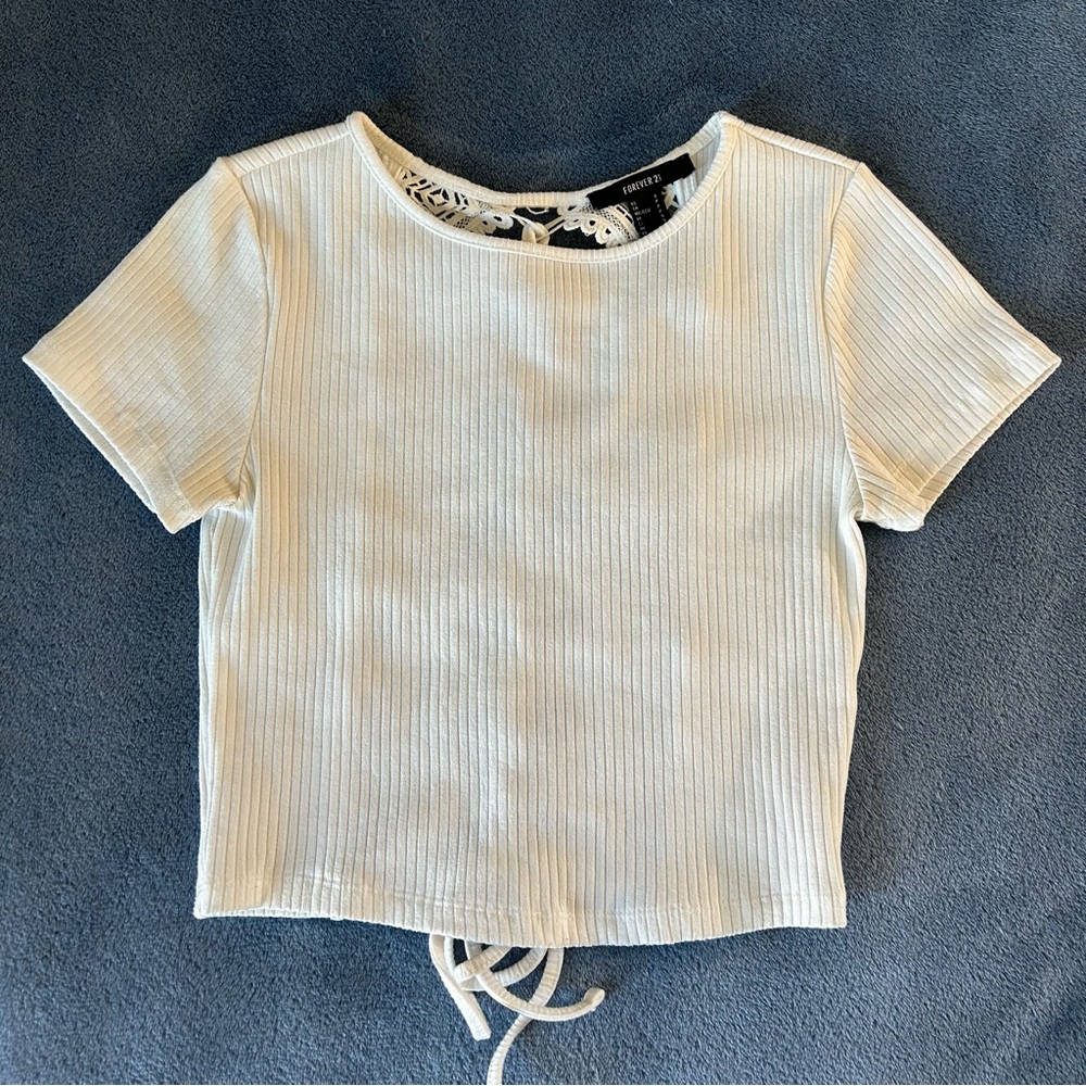 Forever 21 Lace Up Back Crop Top